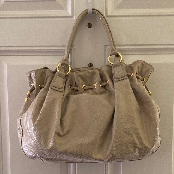 Big Buddha Snake Embossed Double Handle Satchel/Pale Green/NEW/NEVER USED! - Picture 4 of 12